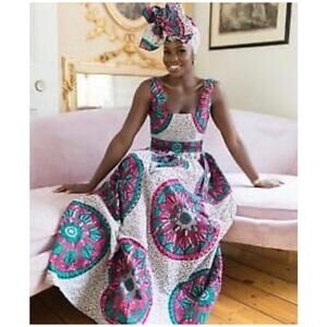New African Grass FIelds Maxi Dress Women's Size 12